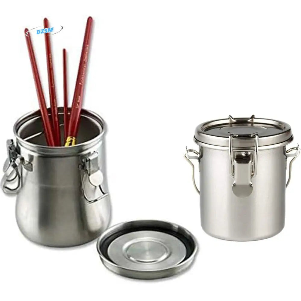 Stainless Steel Airtight Brush Washer Brush Holder Portable Wash Pen Bucket Leak-Proof Filter Screen Brush Cleaning Container