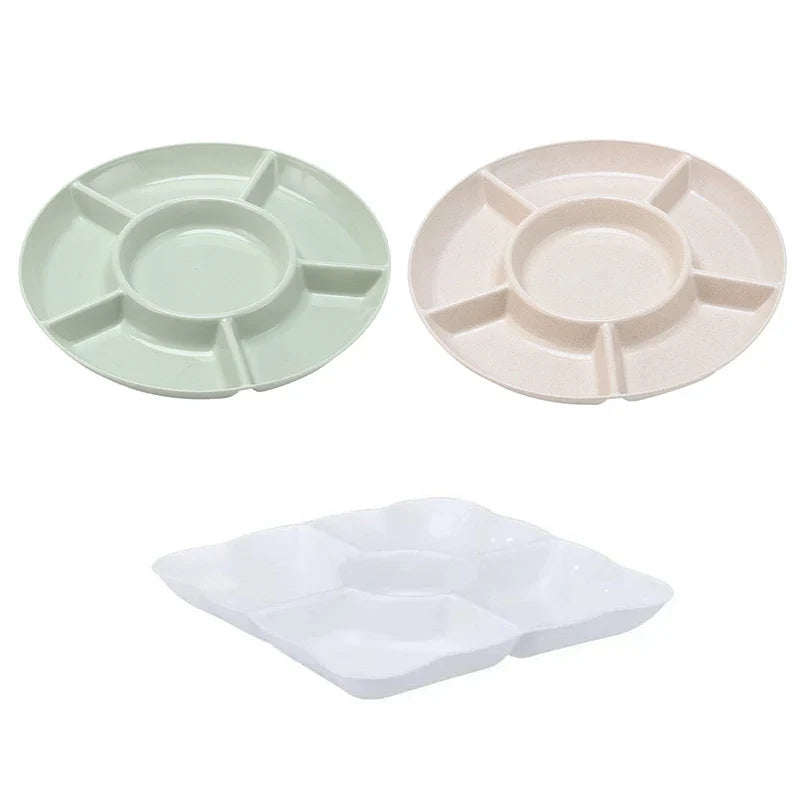 6-Compartment Food Storage Tray Fruit Snack Plate Appetizer Serving Platter