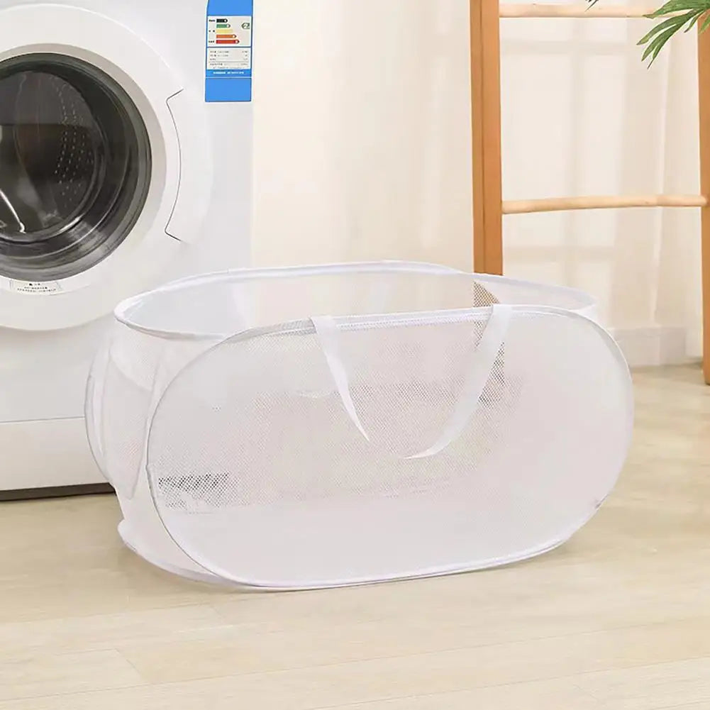 Foldable Laundry Basket with Handle Cloth Mesh Dirty Clothes Hamper Storage Basket Toy Storage Laundry Organizers Storage Pouch