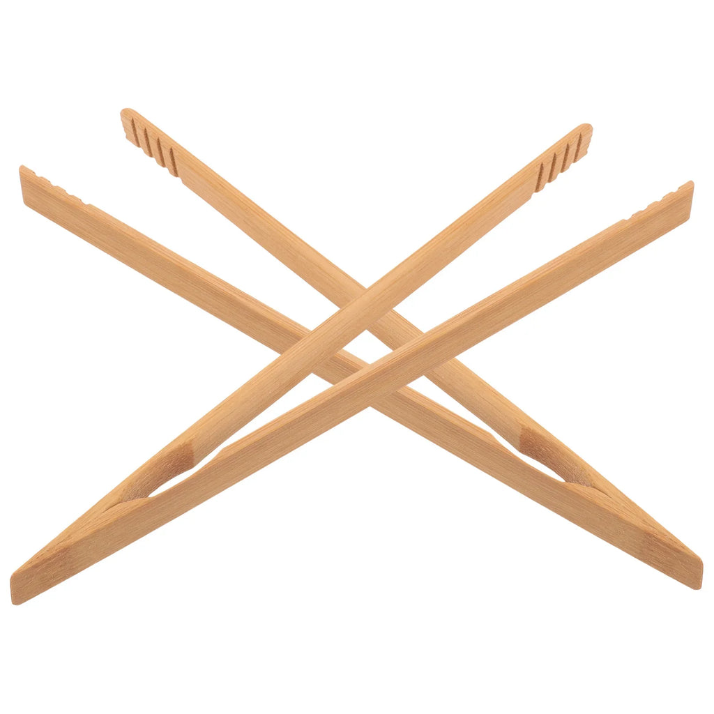 2 Pcs 26CM Bamboo Tongs High Temperature Resistant Kitchen Cooking Tools Food Serving Party BBQ Ice Bread Cheese Clip