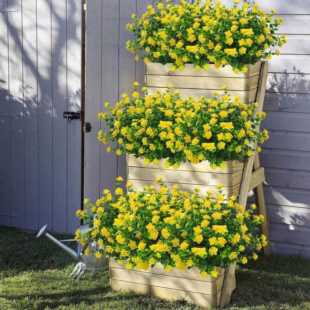 1 Bundle Outdoor UV Resistant Artificial Flowers Greenery Shrubs Plants Fake Flower for Wedding Garden Kitchen Office Decor