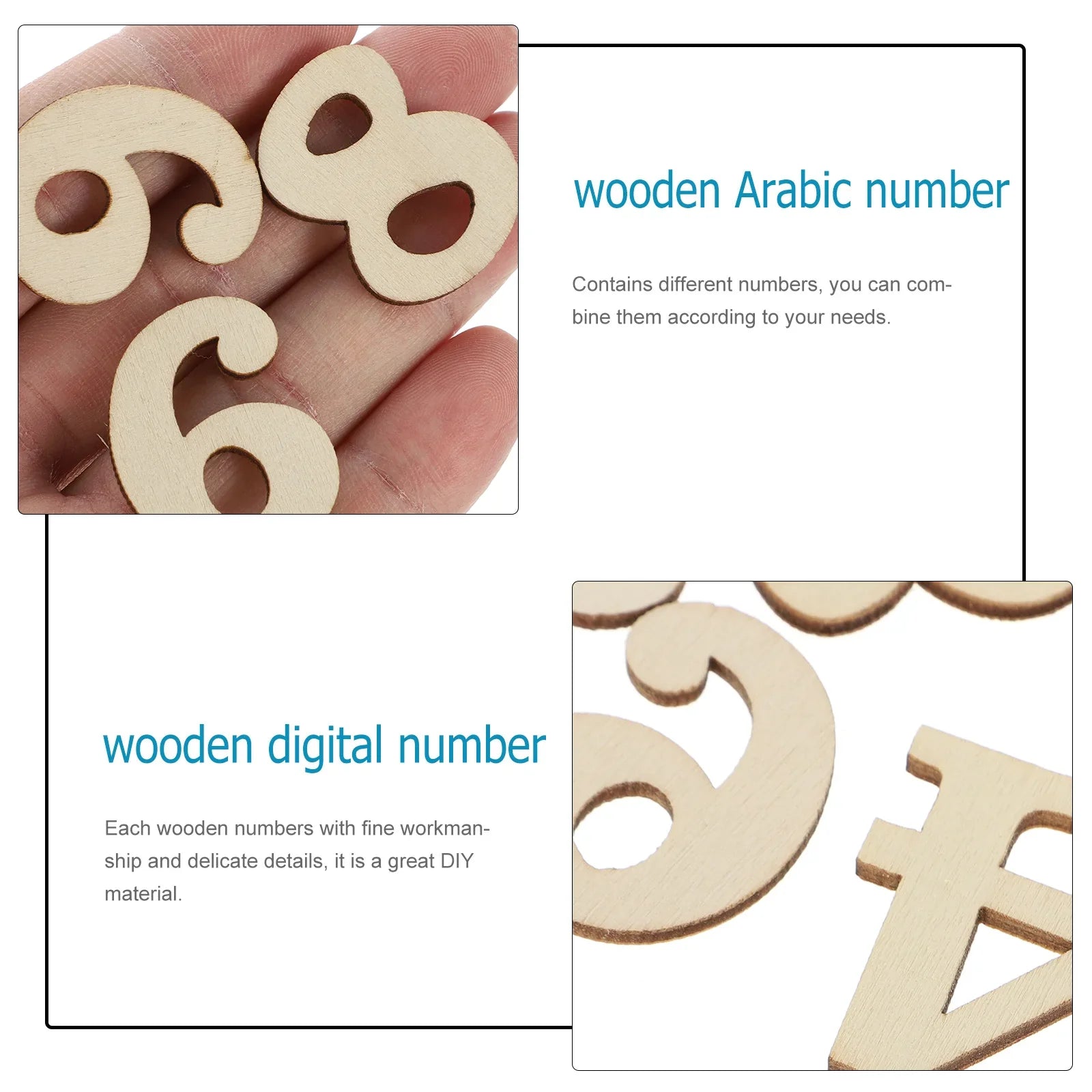 100pcs Wooden Diy Numerals Wall Clock Number Wood Arabic Number Numbers Mixed Original Wood Arabic Diy Decoration Craft
