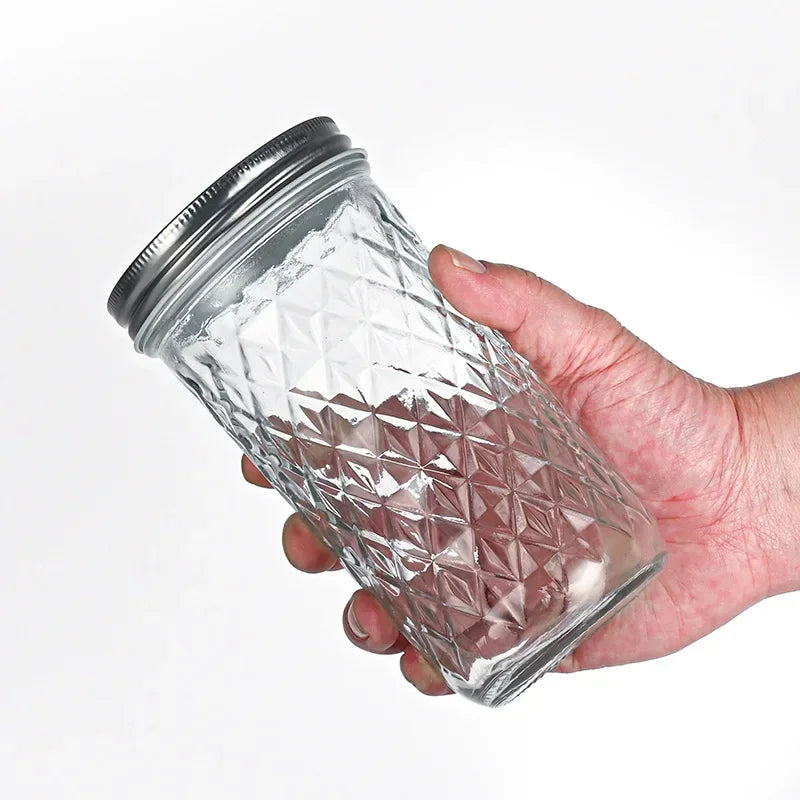 Mason Jar with Lid Glass Bottle High Temperature Resistant Easy to Clean Honey Food Sealed Glass Canning Food Storage Containers