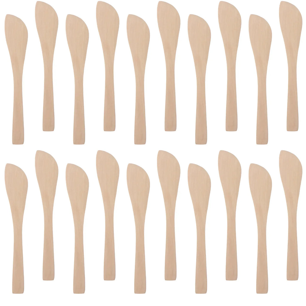20Pcs Wooden Dumpling Filling Spoons Natural Eco-Friendly Kitchen Tools Dough Cutter Butter Jam Spreader Mask Applicator