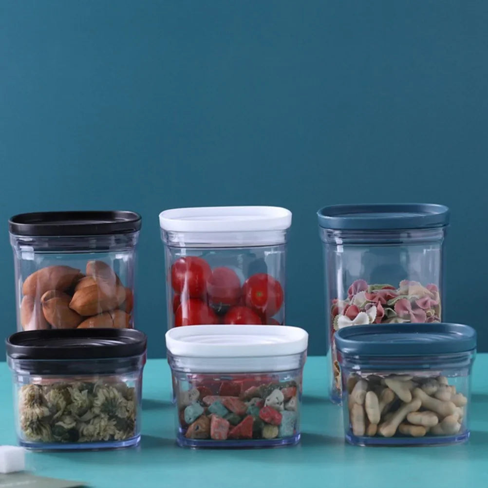 2Pcs Transparent Plastic Storage Jar Thickened Airtight Silicone Seal Lid Container for Kitchen Dry Fruits Nuts Snacks Food