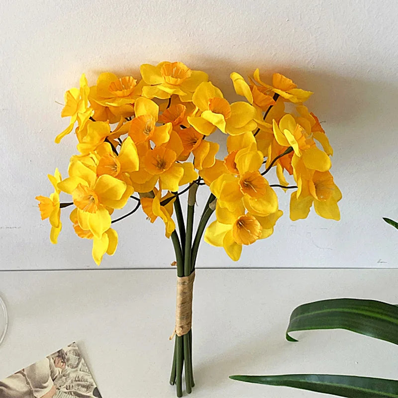 34CM Letter Narcissus Artificial Bouquet Home Dining Table Decoration Plastic Flowers Photography Props Bouquet