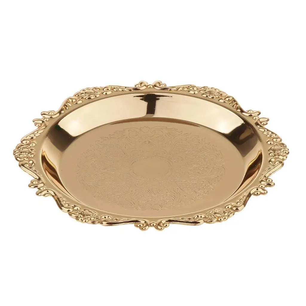 Metal Golden Fruits Holder Tray Serveware Home Gathering Dinner
