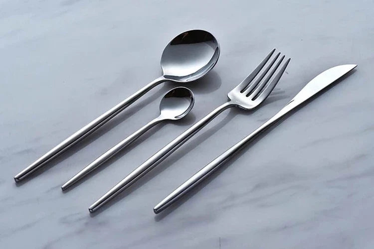 Mirror-polished Stainless Steel Western Tableware Set Four-piece Steak Knife Fork and Spoon Set for Home Use