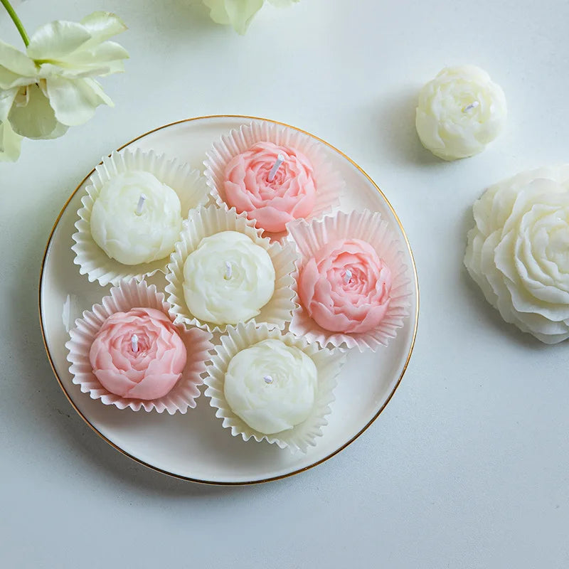 6pcs/box Handmade Peony Flower Aromatherapy Candle Set Soy Wax Aromatherapy Home Decoration Mother‘s Day Valentine's Day Gifts