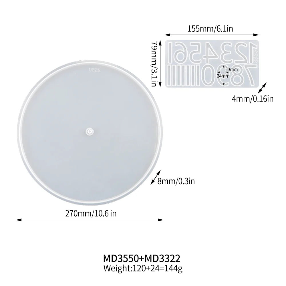 DM283 Round Roman Numerals Epoxy Resin Clock Silicone Mold DIY Wall Hanging Ornaments Moldes Para Resina Epoxi Manualidades