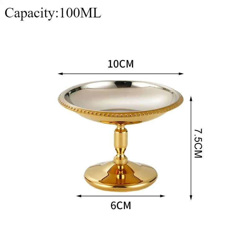 Ice Cream Cup Stainless Steel 304 Serving Dessert Bowl Cups Sauce Bowls Mini Round Footed Yogurt Snack Candy Cup for Salad Fruit