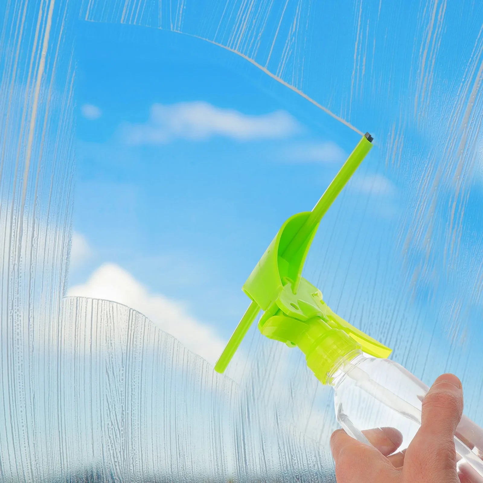 Multipurpose Window Squeegee Cleaner Green Detachable Sprayer Handheld Window Wiper for Bathroom Kitchen Tiles Streak Free