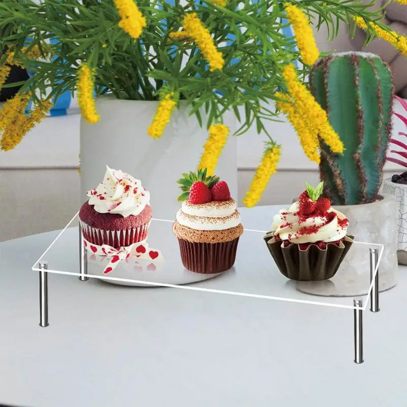 Square Acrylic Table Stand Plexi-glass Display Case Shelf Riser Serving Tray Perfume Organizer Cupcake Tools