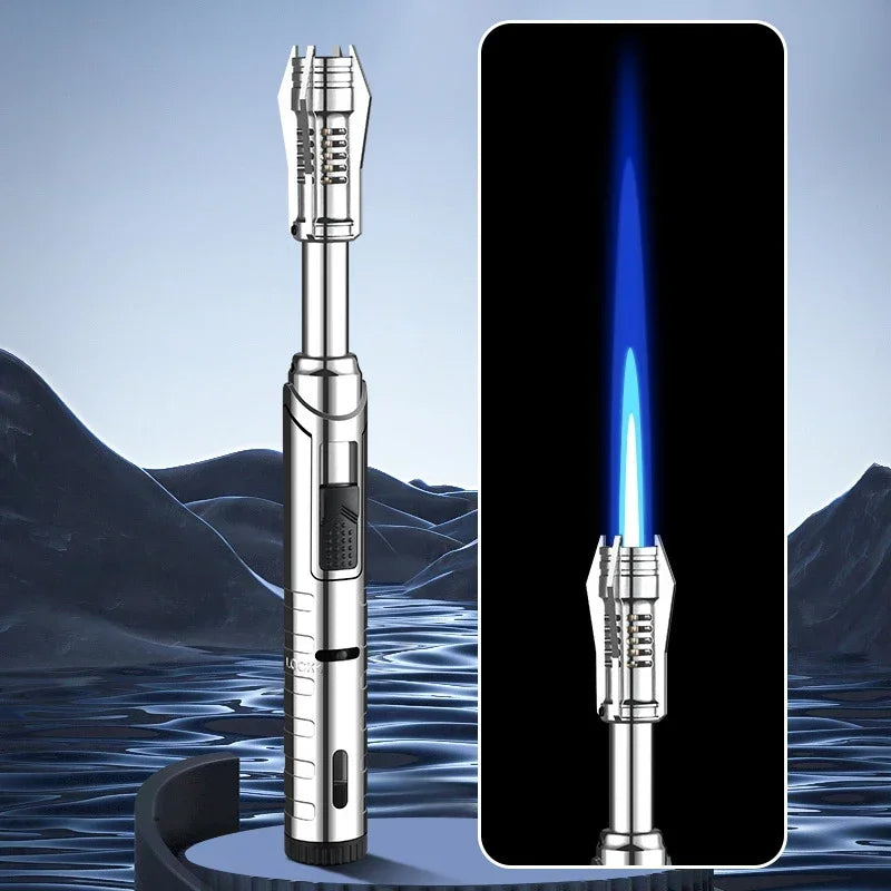 2024 New Unusual  Butane Gas Lighter 360° Use Metal Outdoor Windproof Turbine Torch Jet Lighter Gun BBQ Welding Cigar Tool