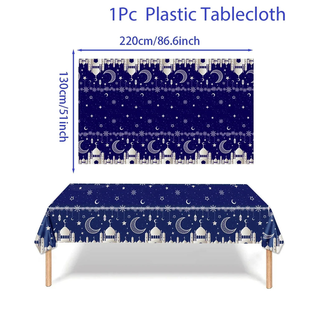 Eid Mubarak Tablecloths Ramadan Decoration for Home 2025 Islamic Muslim Party Decor Ramadan Tableware Supplies Eid Al Adha Gift