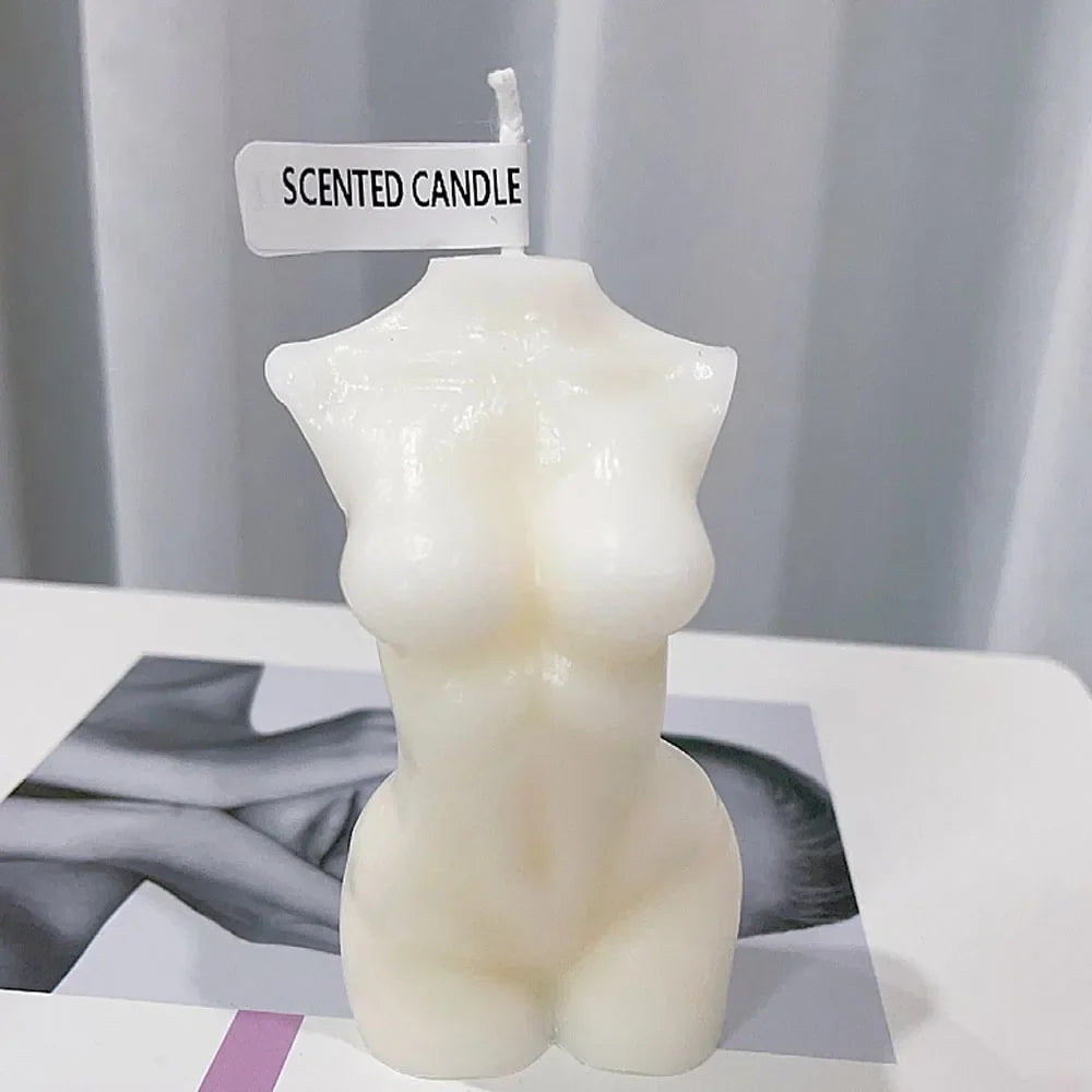 Female Torso Body Shape Scented Candle for Home Decor – Artistic Body Shape Soy Wax Candle, 10cm Mini Figurine Gift