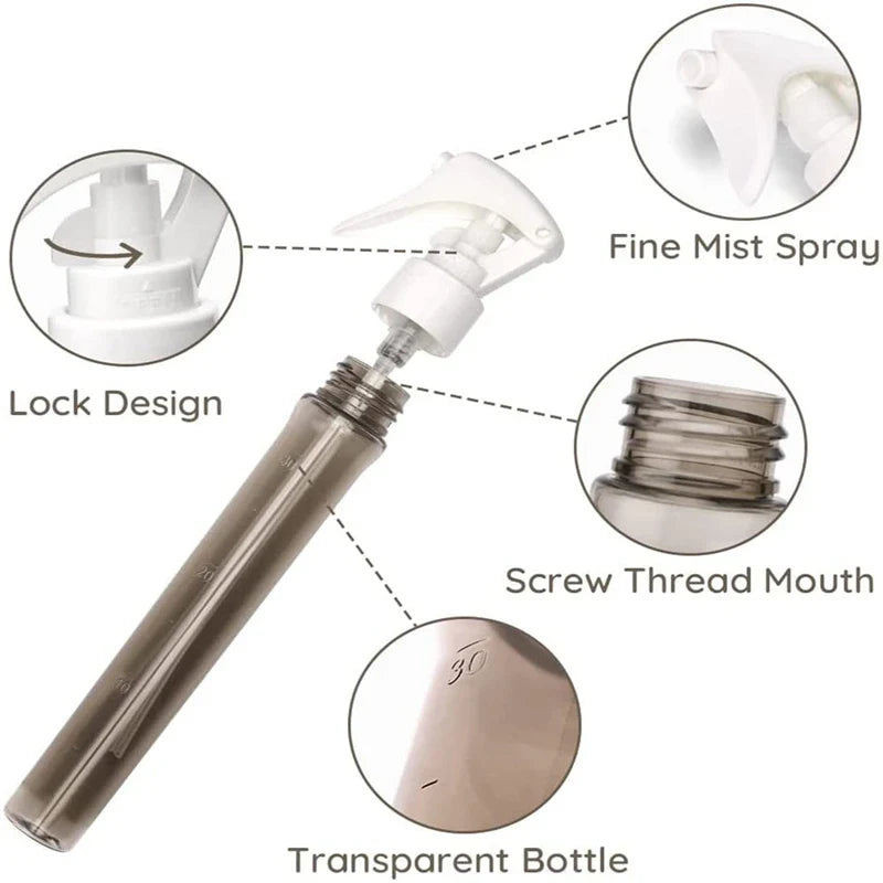 30ml Misting Watering Can Mini Refillable Plastic Perfume Atomizer Trigger Fine Transparent Spray Bottle Salon Hairdressing Tool