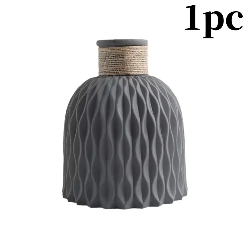 1/2Pcs Water Ripple Vase Rope Plastic Flower Pot Arrangement Modern Nordic Style Home Living Room Desktop Decoration Ornament
