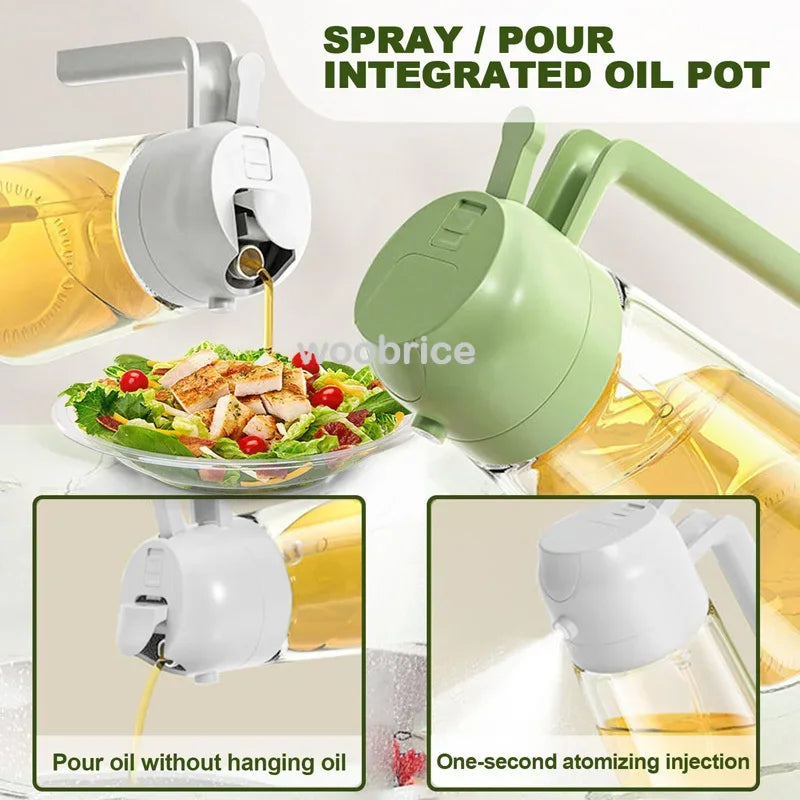 2in1 Oils Sprayer Olive Oil Spray Plastic Bottle Vinegar Dispenser Kitchen Oil Diffuser Accessories Camping Baking Pic
