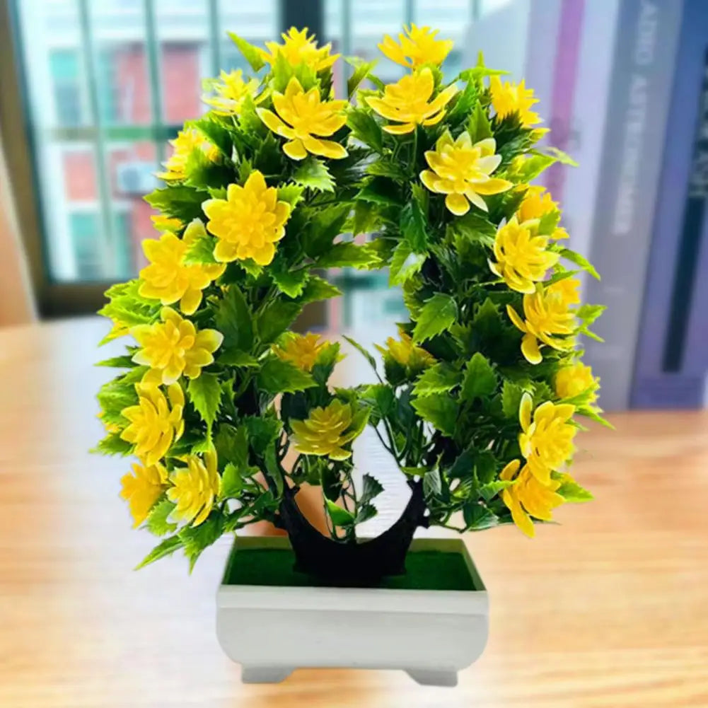 Artificial Flower Bonsai Realistic UV Resistant Plastic Easy Care Fake Flowers Bonsai for Outdoor