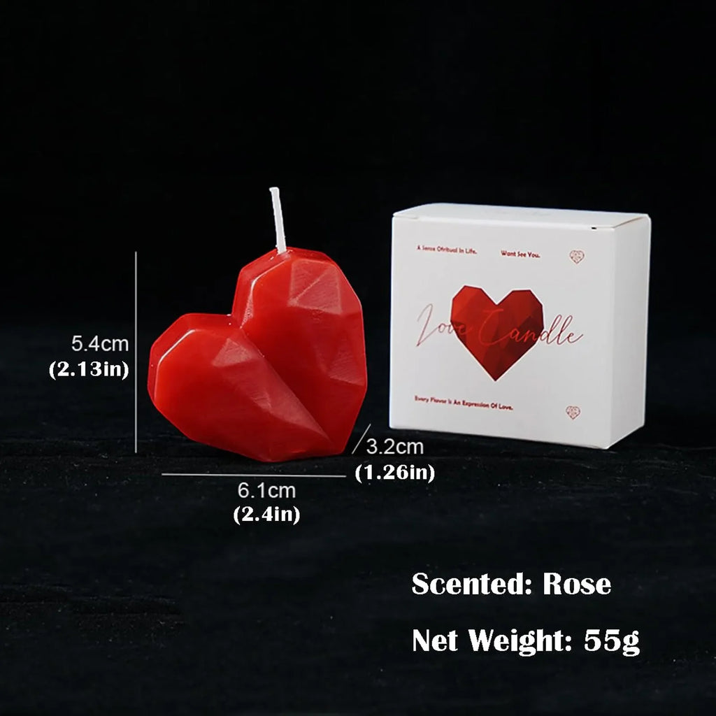 Love Aromatherapy Candle Valentine's Day Wedding Gift Heart Shaped Handmade Atmosphere 3D Design Geometric Texture Shaped Candle