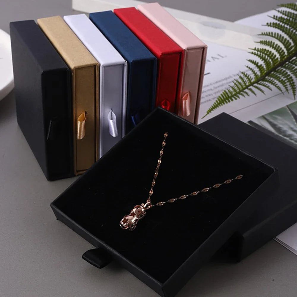 Drawer Jewelry Box For Ring Earring Necklace Bracelet Organizers Storage Cardboard Gift Boxes With Sponge Inside Packaging Boxes