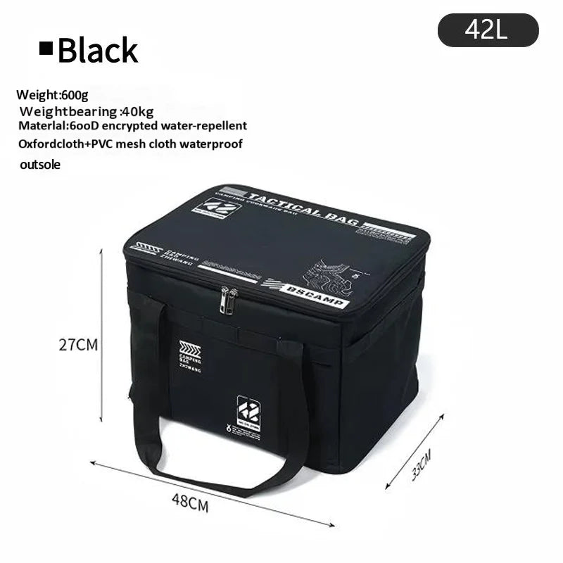 42L Tactical Camping Storage Bag Insulated Folding Box Waterproof Picnic Tableware Field Equipment Outdoor Gear Organizer