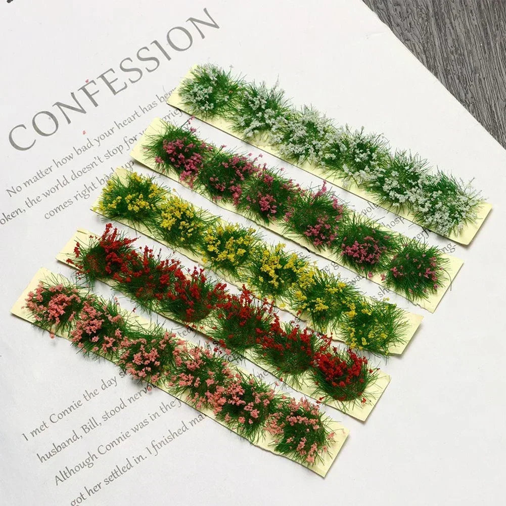 Simulation Miniature Flowers Grass Tufts Model For HO Train Railway Building Garden Scene Decoration Materials Diorama Kits