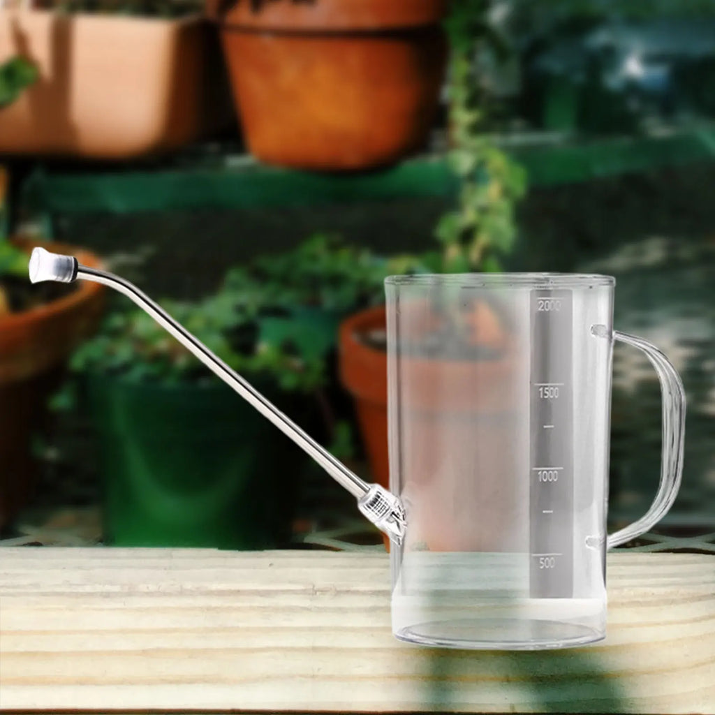 2L Watering Can Long Mouth Garden, Irrigation Spraying Pot Transparent With scale for House Plants Flower Indoor Gardening Tools