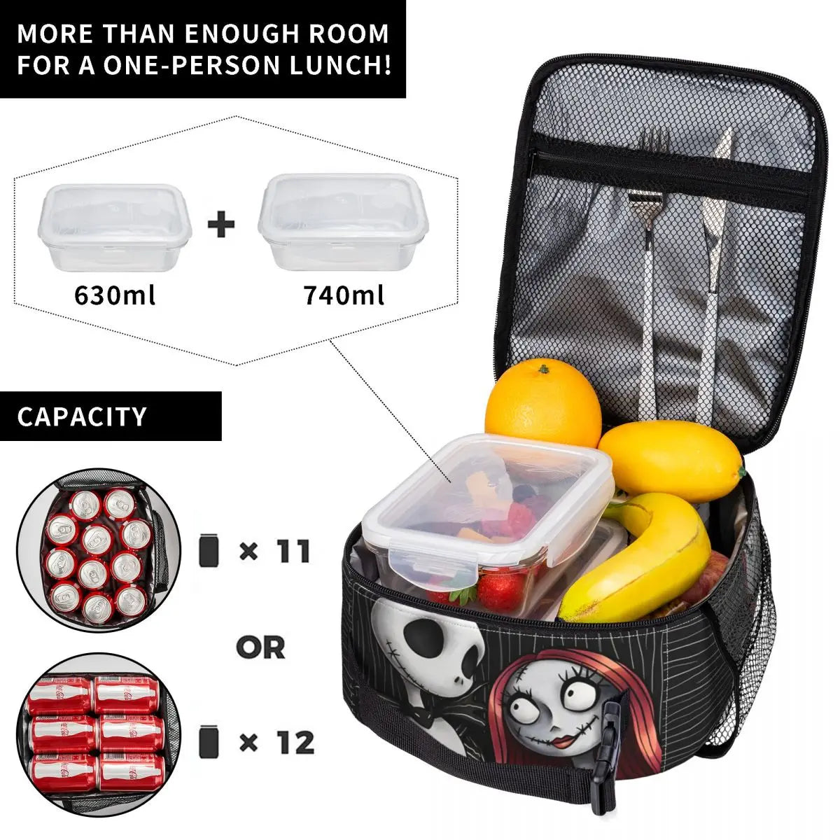 Stay By My Side Insulated Lunch Bag Portable The Nightmare Before Christmas Meal Container Cooler Bag Tote Lunch Box  Travel