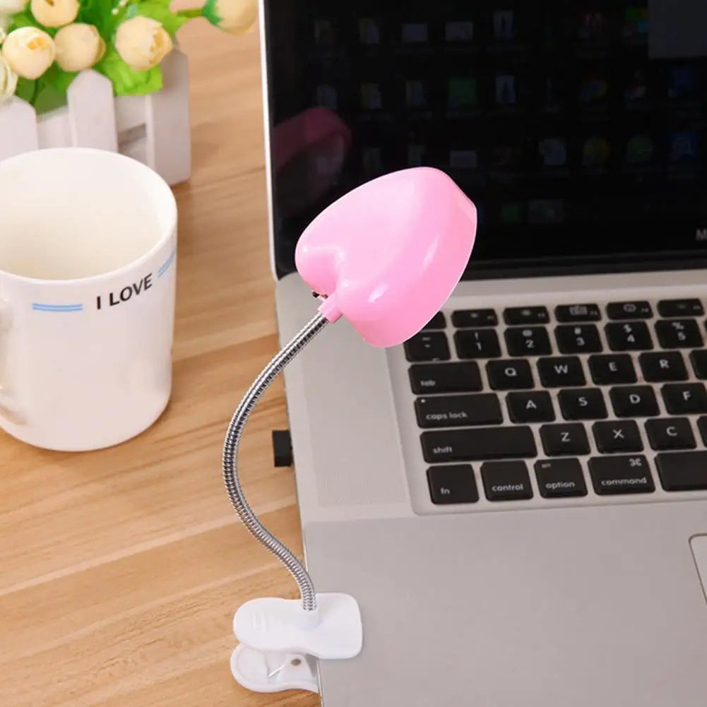 Book Light Mini Clip LED Night Reading Light Table Lamp Foldable Eye Battery powered Creative Love Heart Desk Lamp