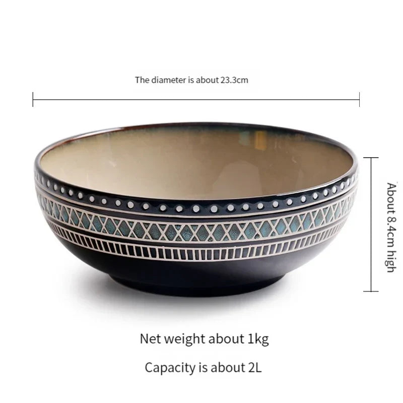 Moroccan Ceramic Tableware Set Bohemian plate set dinnerware Porcelain Round Bowl Oval Plate and mug