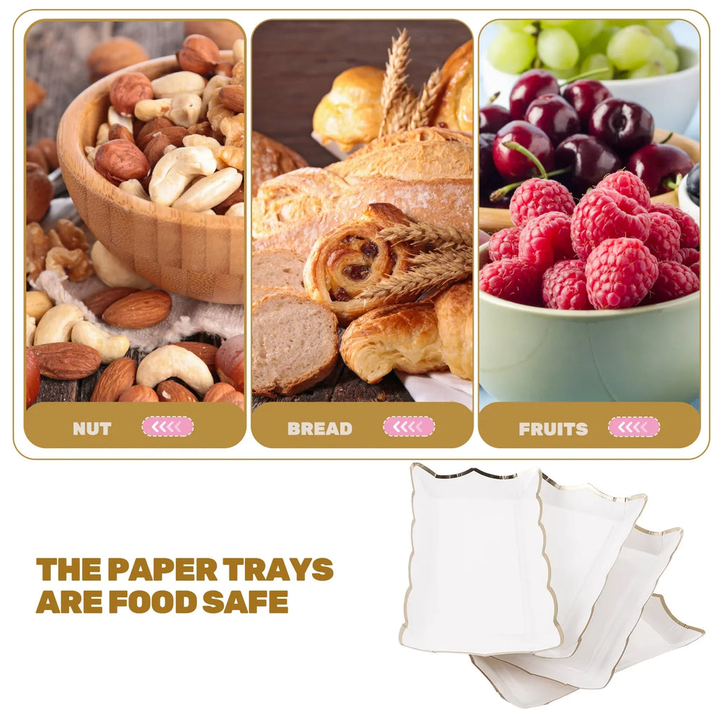 4pcs Disposable Serve Tray Food Serve Platter Fruit Cake Serving Tray Food Hold Container For Party Wedding Buffet Dessert Snack
