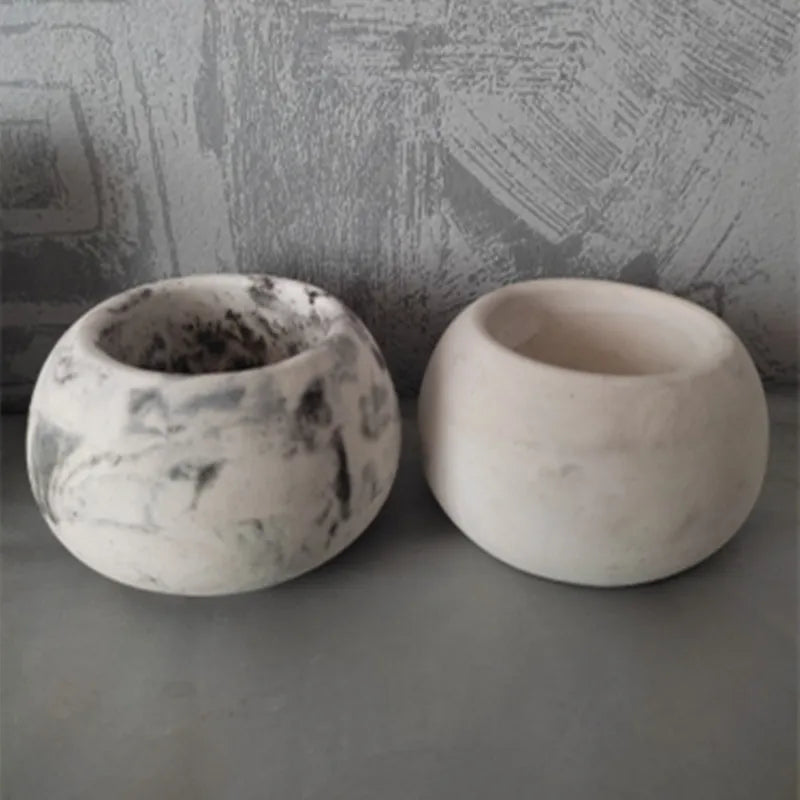 Round Concrete Candle Jar Silicone Mould Diy Handmade Succulent Cement Planter Resin Silicone Mold Gypsum Storage Box Home Decor