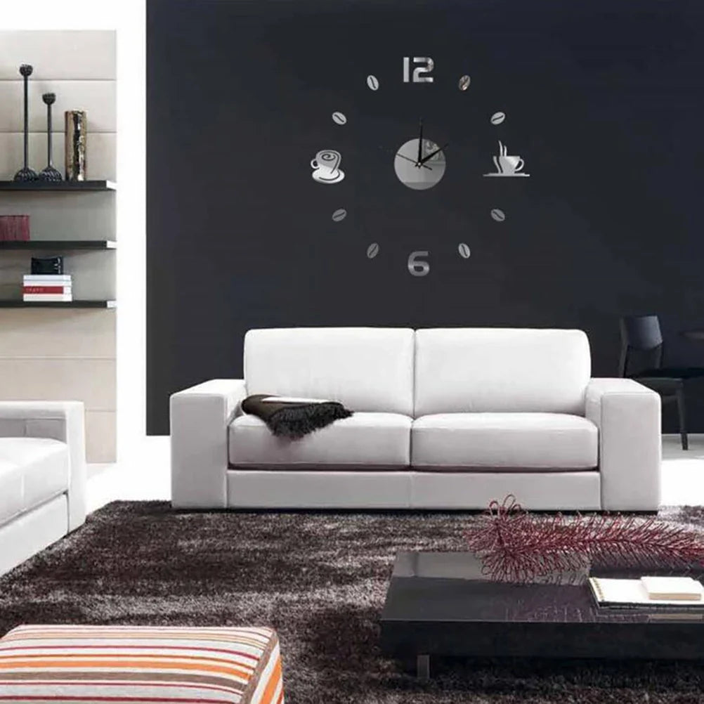 1Set Very Fashion And Modern Art Diy Wall Clock 3d Self Adhesive Sticker Design Home Office Room Decor No Battery