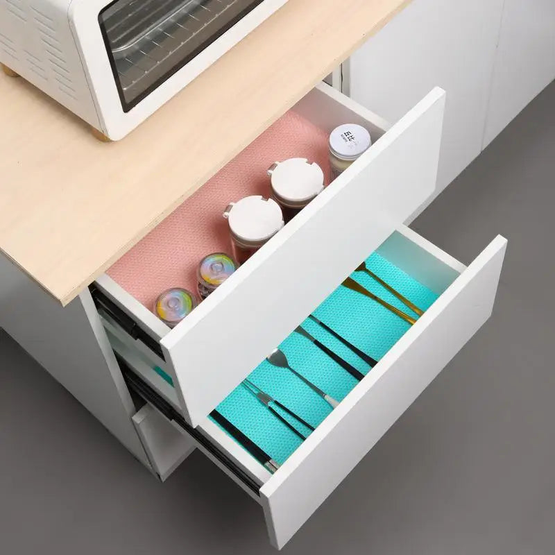Refrigerator Pad Non-Slip Waterproof Washable MildewCan Be Cut Fridge Shelf Liner Mat KitchenDrawer Cabinet Pads Table Placemats