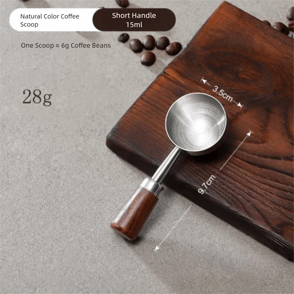 15/30ml Round Head Measuring Spoon Stainless Steel Wooden Handle Measuring Cup Measuring Accessory Home Kitchen Baking Tools