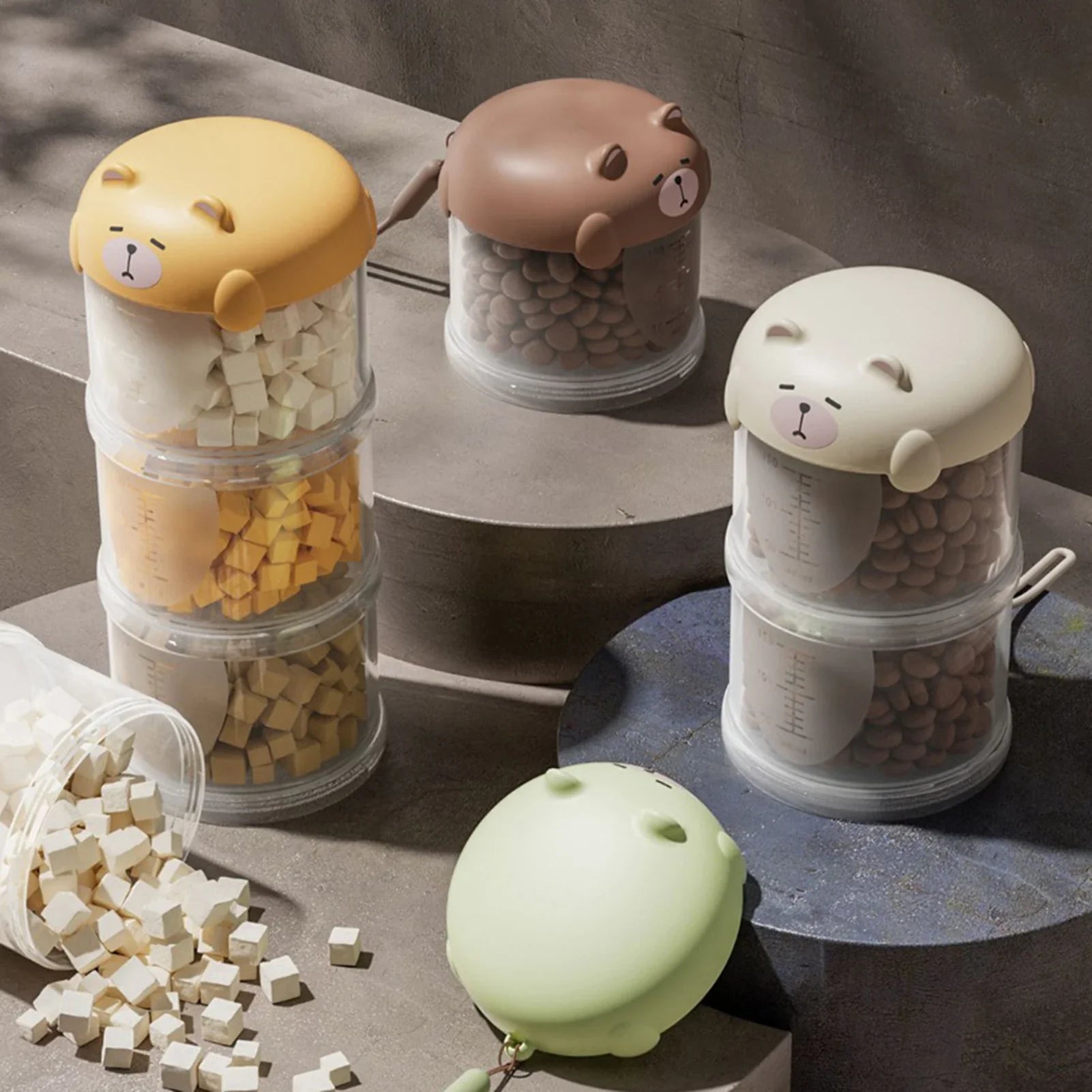Airtight Outdoor Dog Treat Jar Multi Layers Dog Treat Portable Pet Food Container Stackable Cookie-Jar for Outdoor Walking