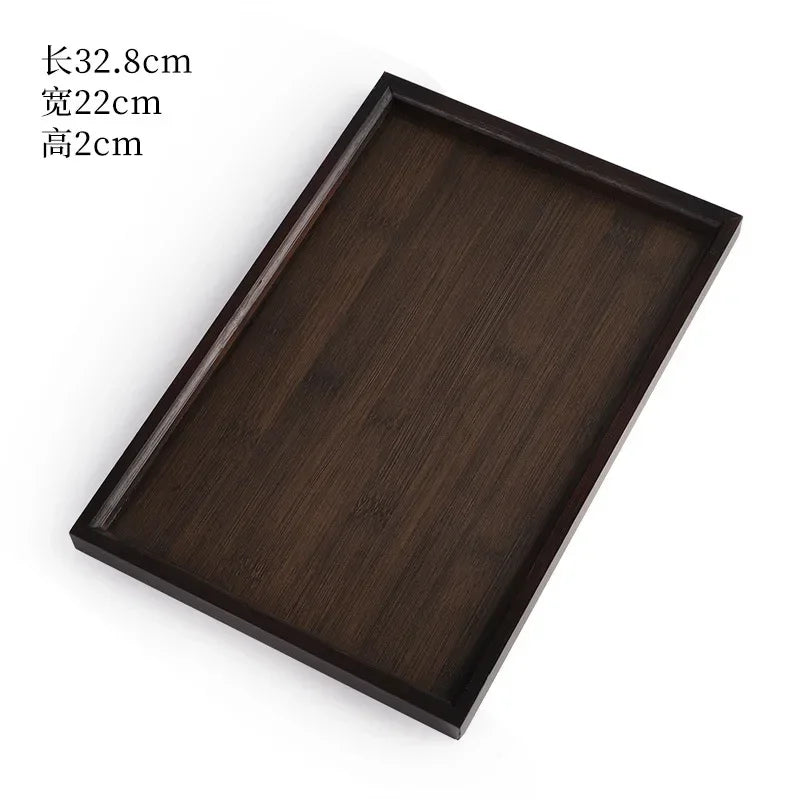 Wooden Bamboo Tray - Rectangular Serving Platter for Home & BBQ | Portable Tray for Bread & Pastries | Eco-Friendly Dining Plate