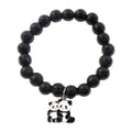 Premium Black Beaded Stretch Bracelet With Cute Panda Charm (1 Pc)