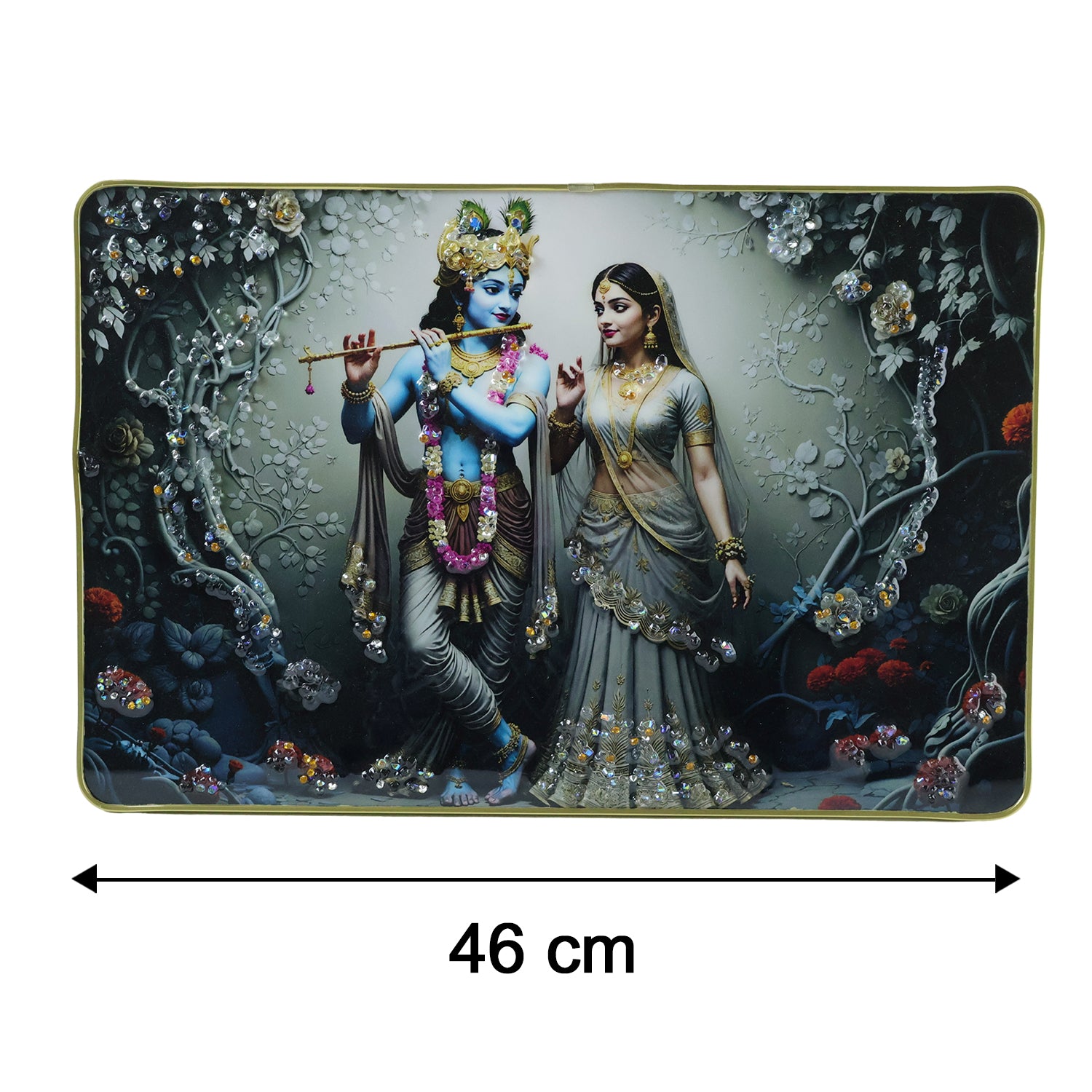 Divine Radha Krishna Flute Art Wall Frame (1 Pc 45x30 Cm)