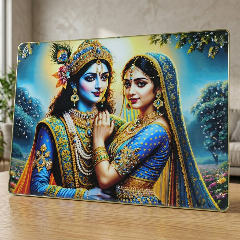 Elegant Radha Krishna Artistic Wall Frame (1 Pc 60x45 Cm)