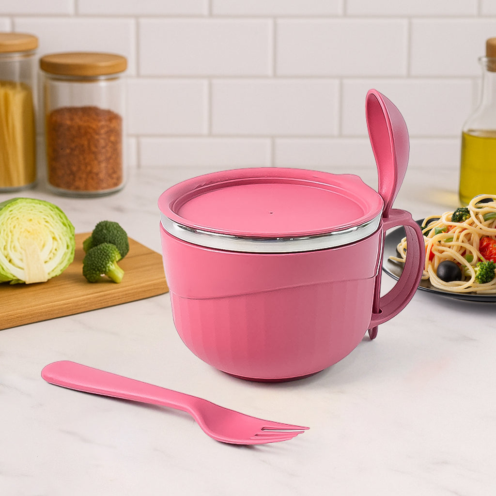 Apex Premium 700 Ml Multipurpose Noodle Bowl With Handle Lid And Fork