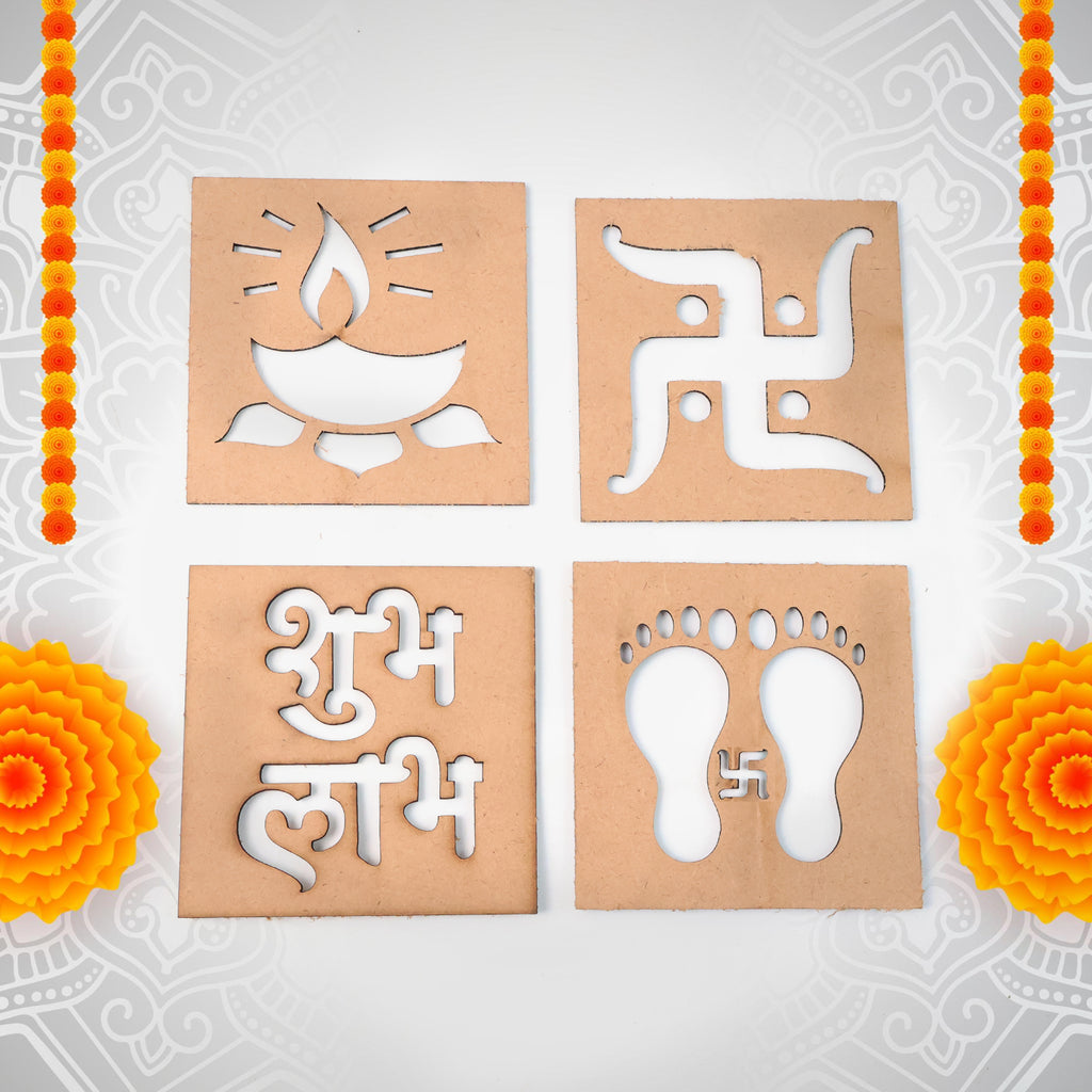 Wooden Decorative Cutouts (Mix Design  4 Pc)