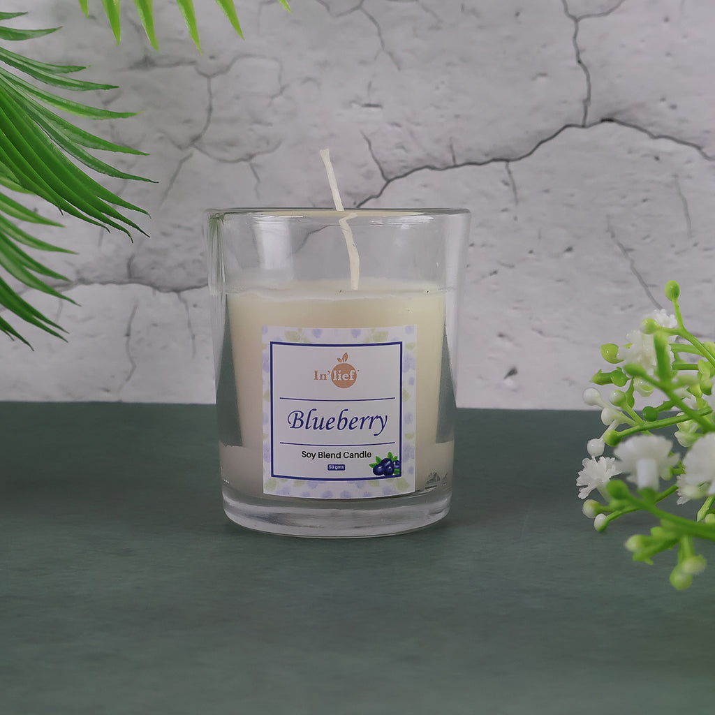 Inlief  Blueberry Soy-blend Votive Candle Glass  50 Gm (1 Pc)