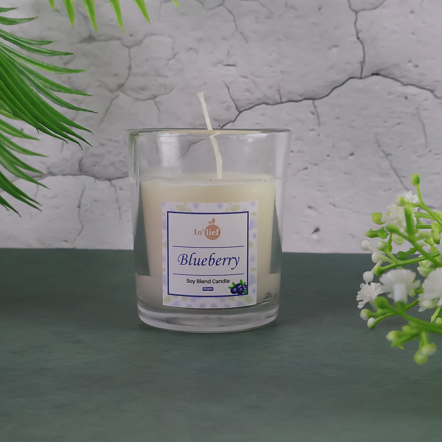 Inlief  Blueberry Soy-blend Votive Candle Glass  50 Gm (1 Pc)
