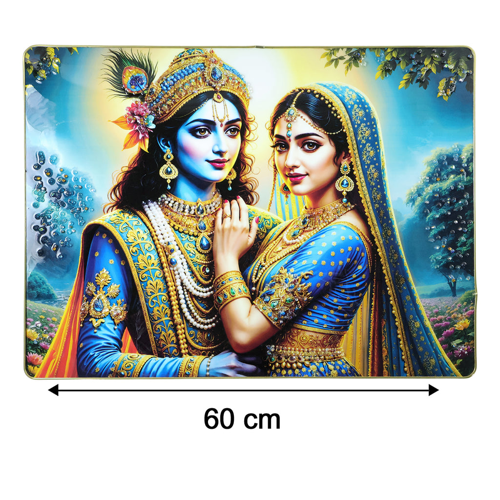 Elegant Radha Krishna Artistic Wall Frame (1 Pc 60x45 Cm)