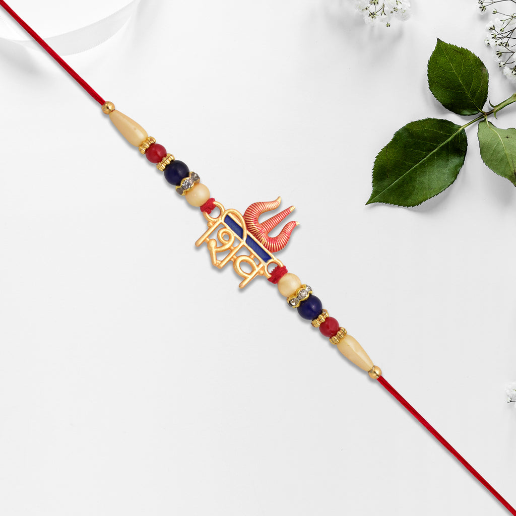 Radha Krishna Rakhi With Green Stone Border