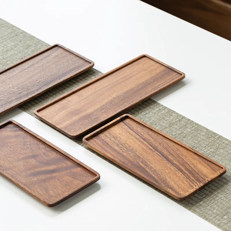 Natural Wooden Tray Rectangular Plate Fruit Snacks Food Storage Trays Hotel Home Serving Tray Decorate Supplies
