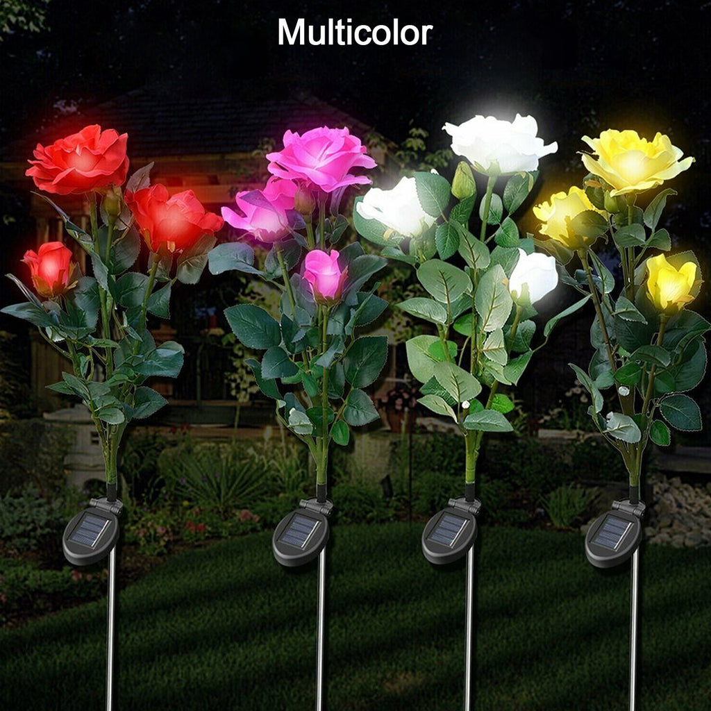6616a Garden Solar Outdoor Rose Lights Decorative  Waterproof Flower Light For Garden Patio Landscape Pathway Yard Holiday Decoration